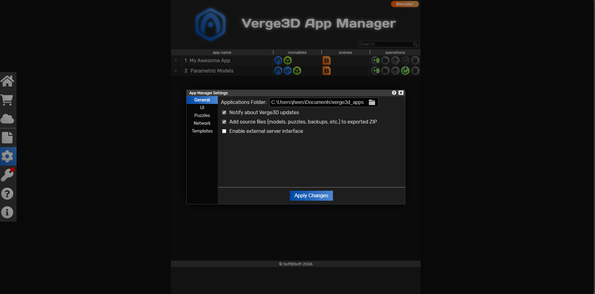 Verge3D App Manager