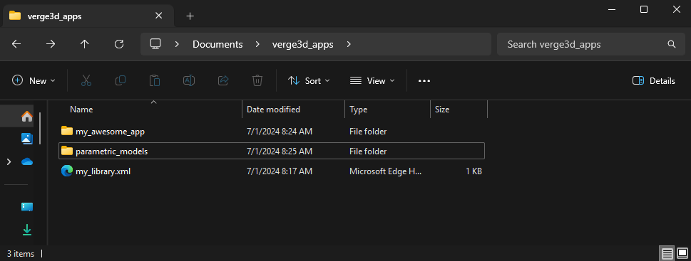 Verge3D application folder
